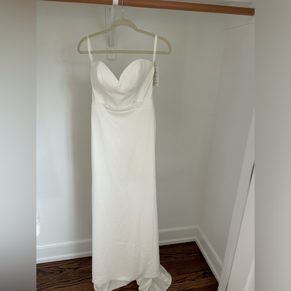 Strapless Wedding Gown with Tulle Overlay